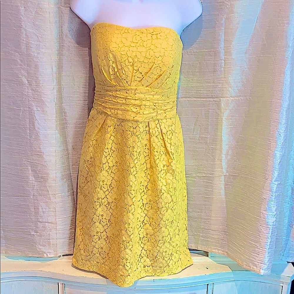 David’s Bridal Yellow Strapless Dress